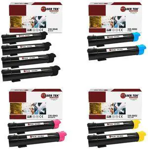 Laser Tek Services Compatible Toner Cartridge Replacement for Dell 5130 330-5846 330-5850 330-5843 330-5852 Works With Dell 5130CDN Printers (Black, Cyan, Magenta, Yellow,4 Pack)