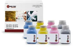 8Pk LTS 2150 CMYK HY Toner Refill Kit Compatible for Dell 2150 2155 2155MFP