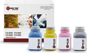 4Pk LTS 1320 CMYK HY Toner Refill Kit Compatible for Dell 1320 1320c 1320cn