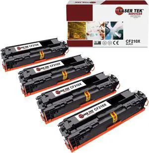 Laser Tek Services Compatible High Yield Toner Cartridge Replacement for HP 131X CF210X Works with HP Laserjet Pro 200 Color M251n M276n Printers (Black, 4 Pack) - 2,400 Pages