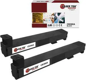 Laser Tek Services Compatible Toner Cartridge Replacement for HP 823A CB380A Works with HP Color Laserjet CP6015de CP6015dn CP6015n Printers (Black, 2 Pack) - 16,500 Pages