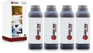 Laser Tek Services ® 4PK Black Toner Refill for HP Q6511A 11A LaserJet 2420 2420dn 2420n 2430 2430n 2430n