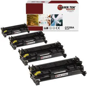Laser Tek Services 58A Toner Cartridge 4 Pack  Compatible Replacement for CF258A Black  Works with M404n, M404dn, MFP M428fdw, M428fdn Printers (3,000 Pages)