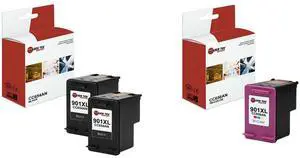 Laser Tek Services® HP 901XL Compatible High Yield Replacement Ink Three Pack (2 Black CC654AN and 1 Tri-Color CC656AN)
