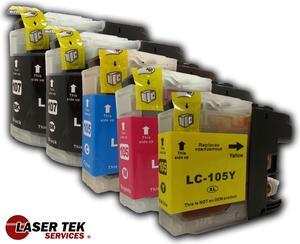 Brother LC107 and LC105 5-Set Compatible Super High Yield Ink Cartridges (2BK, 1C, 1M, 1Y) MFC-J4310DW MFC-J4410DW