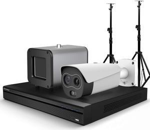 Amcrest Thermal IP Camera AI NVR System, AI Thermal POE Camera with Temperature Monitoring, Human Detection, Facial Recognition, Deterrent Light, Thermal Calibrator, AI 16CH NVR, 2X Tripod Stands