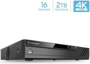 Amcrest 4K 16CH NVR NV4116-HS (1080p/3MP/4MP/5MP/8MP) Network Video Recorder - Supports up to 16 x 8MP/4K IP Cameras, 16-Channel Pre-Installed 2TB Hard Drive NV4116-2TB (Refurbished)