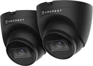 Amcrest 2-Pack 5MP UltraHD Outdoor Security IP Turret PoE Camera with Mic/Audio, 5-Megapixel, 98ft NightVision, 2.8mm Lens, IP67 Weatherproof, MicroSD Recording (256GB), 2PACK-IP5M-T1179EB-28MM Black