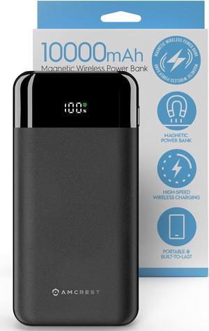Amcrest Magnetic Power Bank 10,000mAh, Wireless Portable Charger with USB C, LED Display, Fast Charging 10W PD3.0 Magsafe-Compatible with iPhone 12/13/14 and iPhone 15 Including Plus, Pro & Pro Max