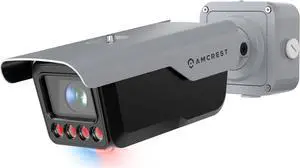 Amcrest License Plate Recognition (LPR) Camera, 8-32mm Optical Zoom AI IP POE Camera 4MP @ 30fps, 1/1.8" Low-Light Sensor, Active Deterrents, 98ft Nightvision, Bullet IP4M-1072EW-AI