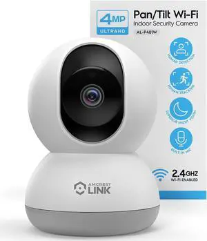 Amcrest Link 4MP WiFi Camera Indoor, Human Detection, Motion-Tracking, w/ 2-Way Audio, Pan/Tilt Wireless IP Camera, 30ft Night Vision, Built in Siren, AL-P401W