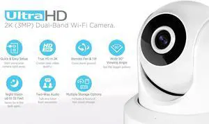 Amcrest 2K WiFi Security Camera UltraHD 3MP Pan Tilt Wireless IP Camera Dual Band 5ghz/2.4ghz,  Two-Way Audio, 3-Megapixel (3MP/2304TVL), Cloud/MicroSD/NVR Storage, PTZ Digital Zoom IP3M-941W (White)