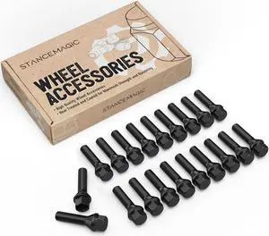 20pcs Extended Black Lug Bolts 14x1.5 (40mm Shank Length - Not OEM Length, Cone Seat) Compatible with Audi TT A3 A4 S4 A5 S5 A6 S6 A7 B5 B6 B7 B8 Volkswagen Jetta Golf GTI R32 Passat CC Beetle