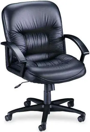 Lorell Managerial Mid-Back Chair 25-3/4"x29"x38-1/2"-42" Black Lthr 60115