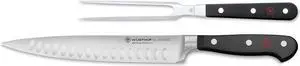 Wusthof Classic 2 Piece Carving Knife & Fork Set Hollow Edge