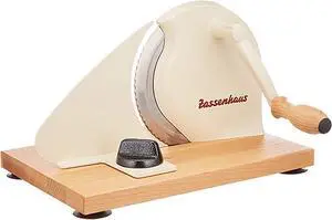 Zassenhaus Manual Bread Slicer, Hand Crank Home Bread Slicer, 11.75" x 8", Cream