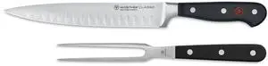 Wusthof Classic 2 Piece Carving Knife & Fork Set Hollow Edge