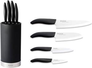 Kyocera Universal Knife Block Set w/ 4 Ceramic Knives, White Blades