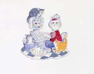 Computer Cat Poster Print - Bill Bell (24 x 18) Computer Cat Poster Print - Bill Bell (24 x 18)