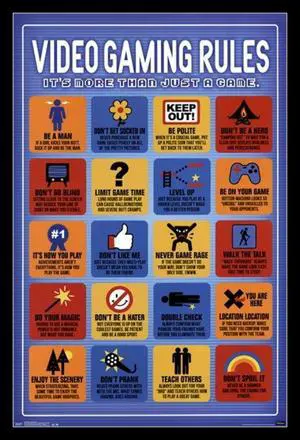 Video Game Rules Laminated & Framed Poster Print (22 x 34) Video Game Rules Laminated & Framed Poster Print (22 x 34)