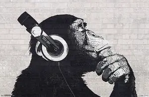 Headphones Chimp - Wall Poster Print (34 x 22) Headphones Chimp - Wall Poster Print (34 x 22)