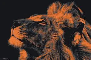 Lion - Headphones Poster Print (22 x 34) Lion - Headphones Poster Print (22 x 34)