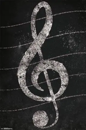Treble Clef - Chalk Poster Print (22 x 34) Treble Clef - Chalk Poster Print (22 x 34)