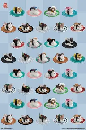 Sushi Cat - Grid Poster Print (22 x 34) Sushi Cat - Grid Poster Print (22 x 34)