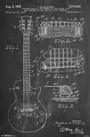 Guitar Patent Diagram By Cole Borders Poster Print (22 X 34) Guitar Patent Diagram By Cole Borders Poster Print (22 X 34)