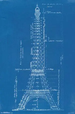 Eiffel Tower - Blueprints Poster Print (22 x 34) Eiffel Tower - Blueprints Poster Print (22 x 34)