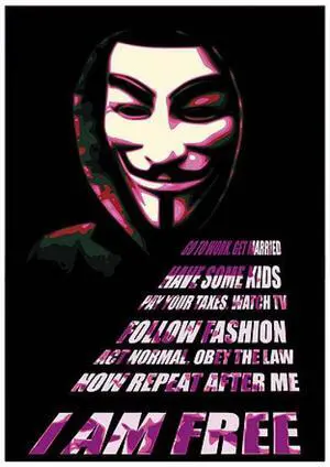 V For Vendetta Free I Am Free Poster (24 x 36) V For Vendetta Free I Am Free Poster (24 x 36)