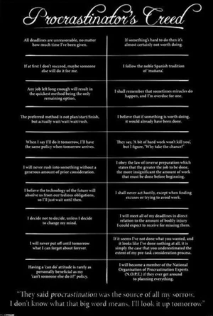 Procrastinator's Creed Poster Print (22 x 34) Procrastinator's Creed Poster Print (22 x 34)