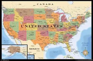 Map - Usa Poster Print (34 x 22) Map - Usa Poster Print (34 x 22)