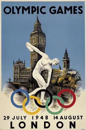 London 1948 Olympics Poster Print (22 x 34) London 1948 Olympics Poster Print (22 x 34)