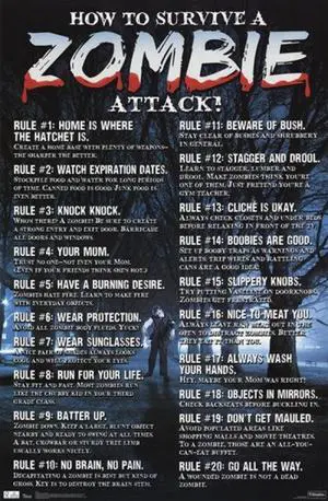 Zombies - How to Survive Poster Print (24 x 36) Zombies - How to Survive Poster Print (24 x 36)