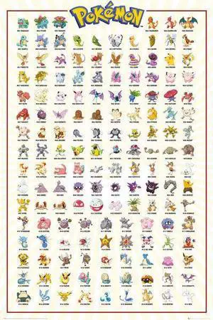 Pokemon Kanto 151 Poster Print (22 x 34) Pokemon Kanto 151 Poster Print (22 x 34)