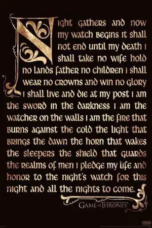 Game of Thrones - Night's Watch Oath Poster Print (22 x 34) Game of Thrones - Night's Watch Oath Poster Print (22 x 34)