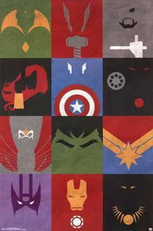 Marvel Avengers - Minimalist Grid Poster Print (22 x 34) Marvel Avengers - Minimalist Grid Poster Print (22 x 34)
