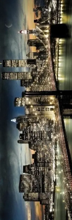New York City Nightime Moon Poster Print (21 X 62) New York City Nightime Moon Poster Print (21 X 62)