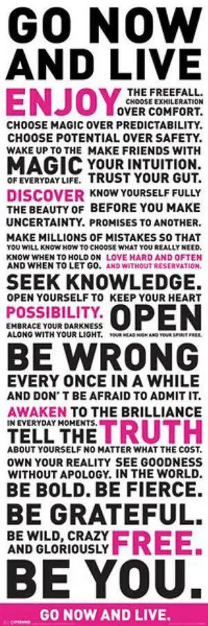 Go Now and Live Quote - Door Poster Print (12 x 36) Go Now and Live Quote - Door Poster Print (12 x 36)