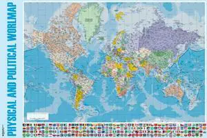 Physical And Political World Map Hfe Poster (36 x 24) Physical And Political World Map Hfe Poster (36 x 24)