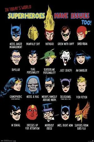 DC Comics - Superheroes Have Issues Too Poster Print (22 x 34) DC Comics - Superheroes Have Issues Too Poster Print (22 x 34)