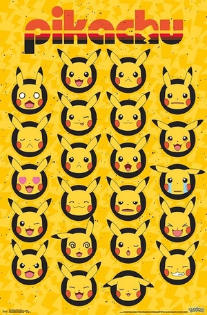 Pikachu Faces Poster Print - Vibrant Pokémon Art
