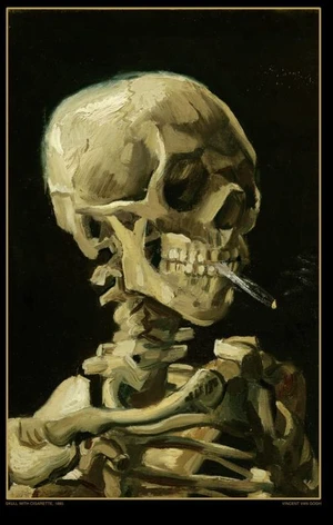Van Gogh Skull Poster - Skull with Cigarette Artwork (24x36)