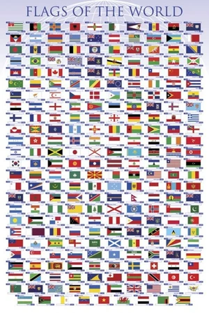 Flags of the World Poster - 36x24 Wall Art Print Flags of the World Poster - 36x24 Wall Art Print