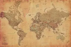 Map of the World, vintage (mercator projection) Poster Print (36 x 24) Map of the World, vintage (mercator projection) Poster Print (36 x 24)