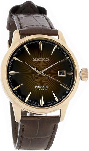 Seiko Presage Mens Rose Gold Plated Stainless Steel Automatic Watch SRPB46