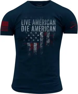 Grunt Style Live American Die American Crewneck T-Shirt - Medium - Navy
