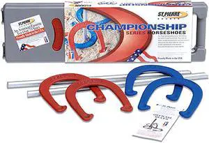 St. Pierre Championship Series Horseshoes Set - Royal Classic with 4 Horseshoes, 2 Steel Stakes, and Rule Book.