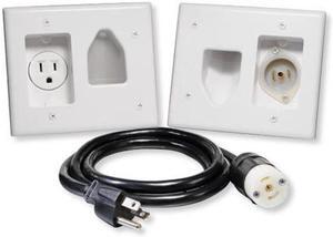 DataComm Electronics 45-0022-WH Recessed Pro-Power Kit with Locking Inlet - White